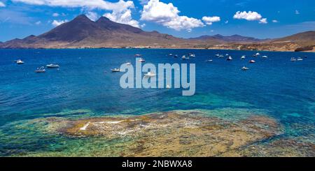 Fondeadero de la Isleta, la Isleta del Moro, Parco Naturale Cabo de Gata-Níjar, Riserva della Biosfera UNESCO, Regione del clima nel deserto caldo, Almería, Andalucía, Foto Stock