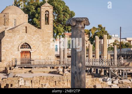 Agia Kyriaki Chiesa Chrysopolitissa in Chrysopolitissa complesso archeologico nella città di Paphos, paese isola di Cipro Foto Stock