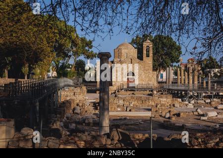Agia Kyriaki Chiesa Chrysopolitissa in Chrysopolitissa complesso archeologico nella città di Paphos, paese isola di Cipro Foto Stock