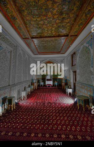 Khana Kurinish (sala del trono), Cittadella di Kunya Ark, Ichon Qala, Khiva, Uzbekistan Foto Stock