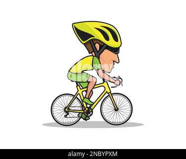 Bicicletta da corsa per ciclista con illustrazione della messa a fuoco e della gestazione di concentrazione Illustrazione Vettoriale