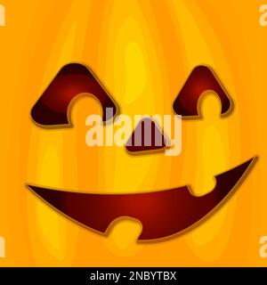Sorridente faccia di zucca di Halloween con sfumatura su sfondi quadrati. Zucca scolpita Illustrazione Vettoriale