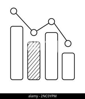 Crisi finanziaria icona in stile linea. Fallimento, povertà, grafico giù simbolo. denaro ut. Icona del portafoglio rotta per il logo, Illustrazione Vettoriale
