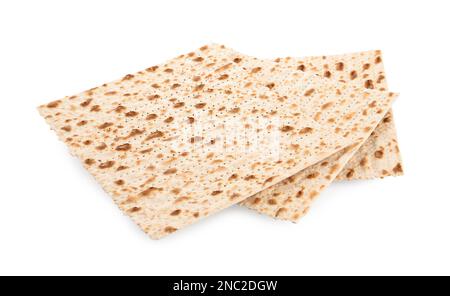 Passover matzos isolato su bianco. Festa di Pesach Foto Stock