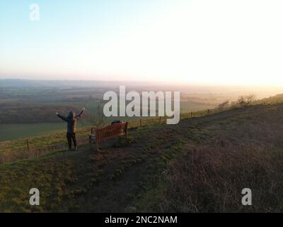 Martinsell Hill collina dell'età del ferro. Vale di Pewsey. Wiltshire. Inghilterra. REGNO UNITO Foto Stock