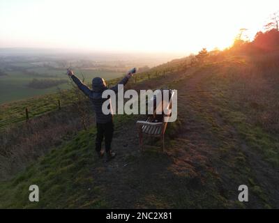 Martinsell Hill collina dell'età del ferro. Vale di Pewsey. Wiltshire. Inghilterra. REGNO UNITO Foto Stock