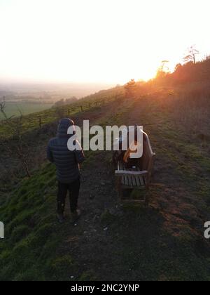 Martinsell Hill collina dell'età del ferro. Vale di Pewsey. Wiltshire. Inghilterra. REGNO UNITO Foto Stock