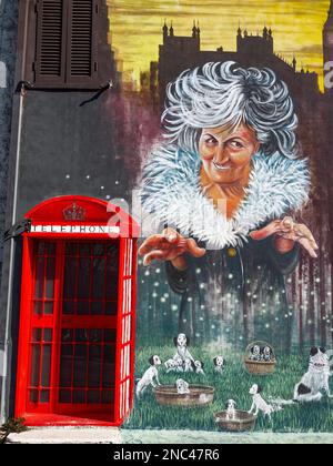 Sant'Angelo di Roccalvecce (Italia, Viterbo), chiamata anche "terra delle fiabe" perché sono i murales delle fiabe più famose al mondo Foto Stock