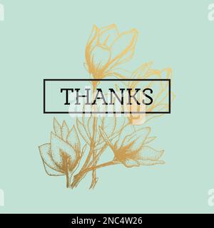 Fiori d'oro, illustrazione vettoriale, grazie schede isolate su sfondo bianco Illustrazione Vettoriale