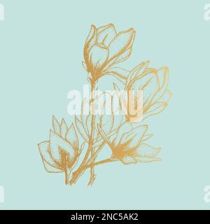 Fiori d'oro, illustrazione vettoriale, grazie schede isolate su sfondo bianco Illustrazione Vettoriale