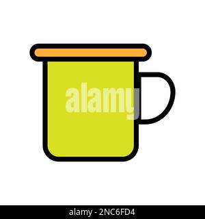 Icona di una tazza di peltro isolata su sfondo bianco. Icona sottile nera piatta sullo stile moderno. Simbolo lineare e tratto modificabile. Semplice e pixel p Illustrazione Vettoriale