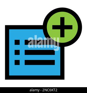 Aggiungi la riga dell'icona dell'elenco isolata su sfondo bianco. Icona sottile nera piatta sullo stile moderno. Simbolo lineare e tratto modificabile. Semplice e pixel per Illustrazione Vettoriale