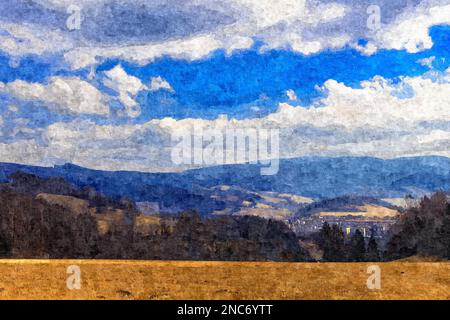 Impressionismo astratto. Orizzontale. Pittura moderna. Illustrazione disegnata a mano. Foto Stock