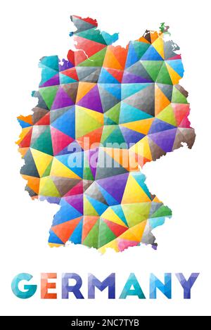Germania - colorata bassa forma di paese poly. Triangoli geometrici multicolore. Design moderno e alla moda. Illustrazione vettoriale. Illustrazione Vettoriale
