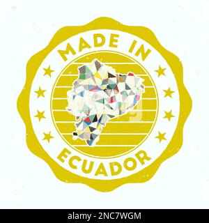 Fabbricato in Ecuador. Francobollo rotondo del paese. Sigillo dell'Ecuador con forma di confine. Badge vintage con testo circolare e stelle. Illustrazione vettoriale. Illustrazione Vettoriale