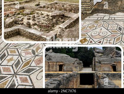 Italica (Siviglia) fu la prima colonia romana in Spagna, fondata da Scipione Africanus e fu il luogo di nascita di due imperatori, Traiano e Adriano Foto Stock