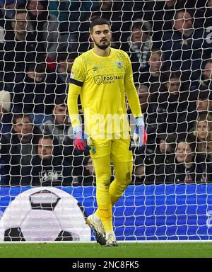 Arijanet Muric, portiere di Burnley, reagisce dopo aver ceduto il primo gol della loro parte, segnato da Joao Pedro di Watford, durante la partita del Campionato Sky Bet al Turf Moor di Burnley. Data immagine: Martedì 14 febbraio 2023. Foto Stock