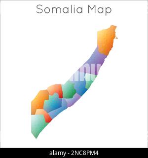 Bassa mappa poly della Somalia. Mappa geometrica poligonale in stile mosaico della Somalia. Illustrazione Vettoriale