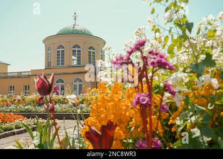 Edificio del padiglione della biblioteca nel giardino botanico Berggarten - Hannover, bassa Sassonia, Germania. Foto Stock