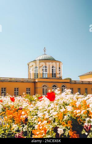 Edificio del padiglione della biblioteca nel giardino botanico Berggarten - Hannover, bassa Sassonia, Germania. Foto Stock