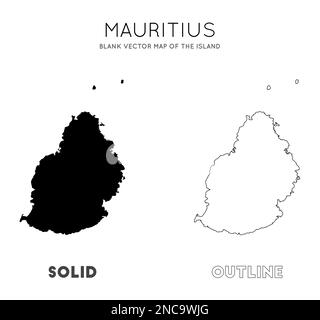 Mappa di Mauritius. Mappa vettoriale vuota dell'isola. Confini di Mauritius per la vostra infografica. Illustrazione vettoriale. Illustrazione Vettoriale