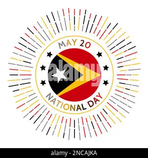Badge della giornata nazionale Timor-Leste. Indipendenza dal Portogallo nel 2002. Celebrato il 20 maggio. Illustrazione Vettoriale