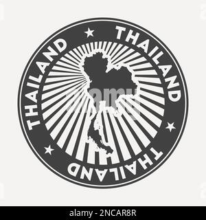 Logo rotondo Thailandia. Badge da viaggio vintage con il nome circolare e la mappa del paese, illustrazione vettoriale. Illustrazione Vettoriale