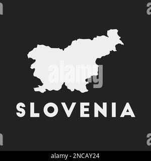 Icona Slovenia. Mappa del paese su sfondo scuro. Elegante mappa della Slovenia con il nome del paese. Illustrazione vettoriale. Illustrazione Vettoriale