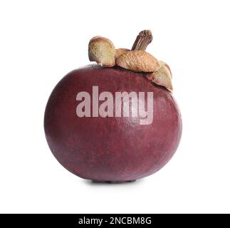 Delizioso mangostano maturo isolato su bianco. Frutta esotica Foto Stock