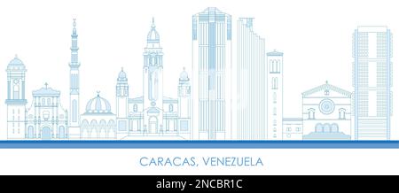 Contorno panorama della città di Caracas, Venezuela - illustrazione vettoriale Illustrazione Vettoriale