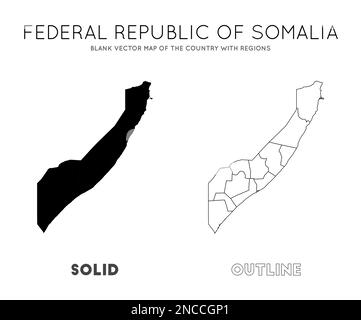 Mappa della Somalia. Mappa vettoriale vuota del Paese con le regioni. Frontiere della Somalia per la vostra infografica. Illustrazione vettoriale. Illustrazione Vettoriale