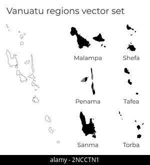 Mappa di Vanuatu con forme di regioni. Mappa vettoriale vuota del paese con regioni. Confini del paese per la vostra infografica. Illustrazione vettoriale. Illustrazione Vettoriale