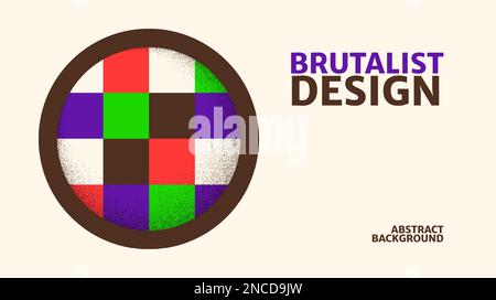 Disegno grafico astratto. Poster brutalista moderno in colori audaci con texture. Modernism Shapes design template layout. Sfondo geometrico Illustrazione Vettoriale
