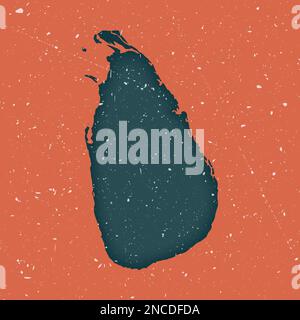 Mappa d'epoca dello Sri Lanka. Mappa grunge del paese con texture stressata. Poster dello Sri Lanka. Illustrazione vettoriale. Illustrazione Vettoriale