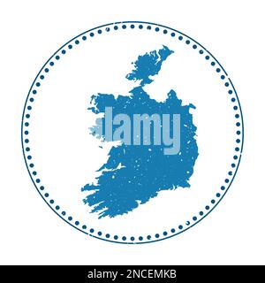 Adesivo Irlanda. Timbro di gomma da viaggio con mappa del paese, illustrazione vettoriale. Può essere utilizzato come insegna, logotipo, etichetta, adesivo o badge di Irela Illustrazione Vettoriale