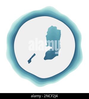 Logo Palestine. Distintivo del paese. Segno circolare a strati intorno alla forma del confine palestinese. Attraente illustrazione vettoriale. Illustrazione Vettoriale