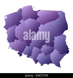 Mappa della Polonia. Stile geometrico contorno paese. Illustrazione del vettore violetto energetico. Illustrazione Vettoriale