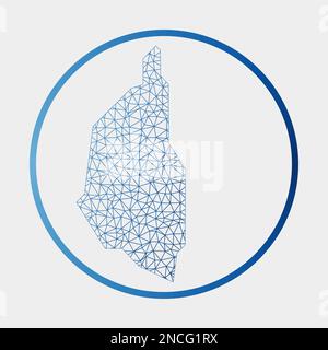 Icona di Penang Island. Mappa della rete dell'isola. Segno di Penang rotondo con anello gradiente. Tecnologia, Internet, rete, concetto di telecomunicazione. Illustrazione Vettoriale