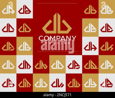 Set di design con logo UU U a diamante di lusso. Logo iniziale U di gioielli astratti. Illustrazione Vettoriale