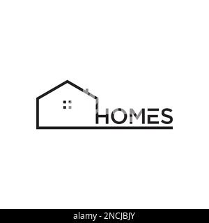 Text Homes logo design concetto isolato su sfondo bianco. Illustrazione Vettoriale