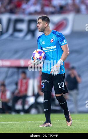 Argentina, Buenos Aires - 12 febbraio 2023: Federico Lanzillotta di Argentinos Juniors durante il Torneo Binance 2023 di Liga Argentina Profesional ma Foto Stock