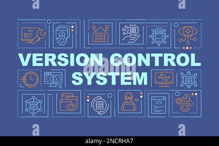 Sistema di controllo della versione concetti parola banner blu scuro Illustrazione Vettoriale
