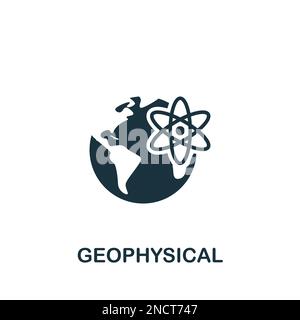 Icona geofisica. Semplice segnale monocromatico dalla collezione tecnica. Icona geofisica per logo, modelli, web design e infografica. Illustrazione Vettoriale