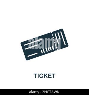 Icona ticket. Semplice cartello monocromatico della collezione di intrattenimento. Icona ticket per logo, modelli, web design e infografiche. Illustrazione Vettoriale