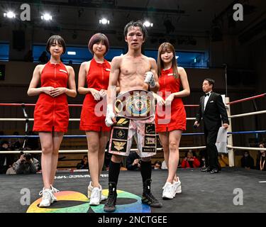 Tokyo, Giappone. 14th Feb, 2023. Kenta Nakagawa ha vinto il bout vacante di boxe Super Flyweight del WBO Asia Pacific alla Korakuen Hall di Tokyo, Giappone, 14 febbraio 2023. Credit: Hiroaki Finito Yamaguchi/AFLO/Alamy Live News Foto Stock