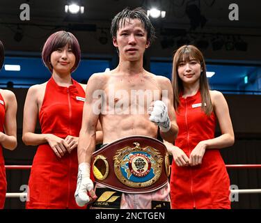 Tokyo, Giappone. 14th Feb, 2023. Kenta Nakagawa ha vinto il bout vacante di boxe Super Flyweight del WBO Asia Pacific alla Korakuen Hall di Tokyo, Giappone, 14 febbraio 2023. Credit: Hiroaki Finito Yamaguchi/AFLO/Alamy Live News Foto Stock