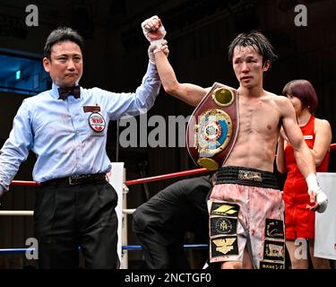 Tokyo, Giappone. 14th Feb, 2023. Kenta Nakagawa ha vinto il bout vacante di boxe Super Flyweight del WBO Asia Pacific alla Korakuen Hall di Tokyo, Giappone, 14 febbraio 2023. Credit: Hiroaki Finito Yamaguchi/AFLO/Alamy Live News Foto Stock