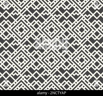 abstract nero bianco quadrato, sfondo geometrico a righe con motivo a freccia, concetto tradizionale Foto Stock