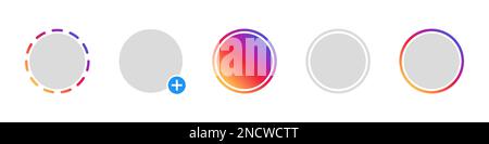 Set di social media live storie utente icona avatar cornice Illustrazione Vettoriale