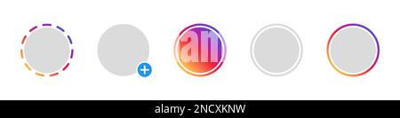 Set di social media live storie utente icona avatar cornice Illustrazione Vettoriale